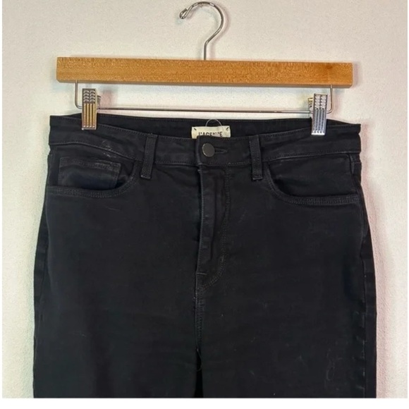 L'Agence High Line Skinny Onyx Destruct Raw Hem Distressed Knee Black 28 - Picture 7 of 9